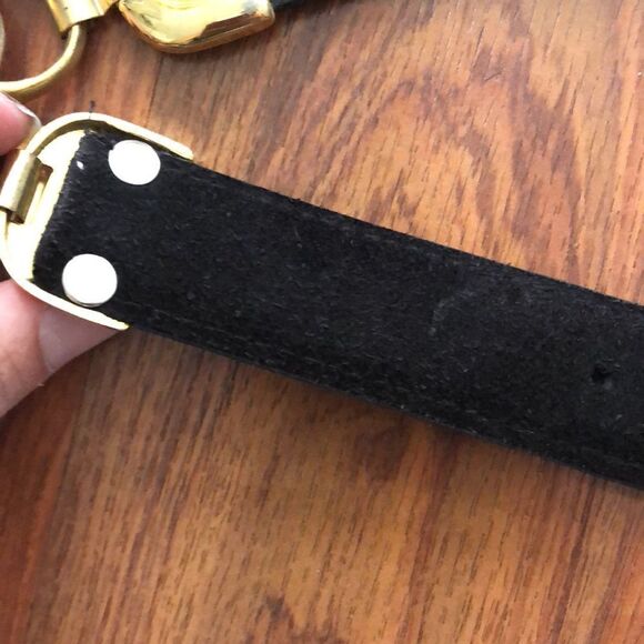 Vintage black leather Horse bit snaffle black and gold belt - Picture 10 of 11